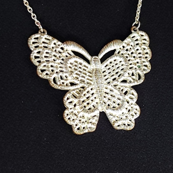 Large Butterfly Statement Filagree Necklace - Picture 12 of 12
